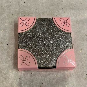 Francesca’s Silver Glitter Coasters with Cork Bottoms, NWT, Great Gift 🎁